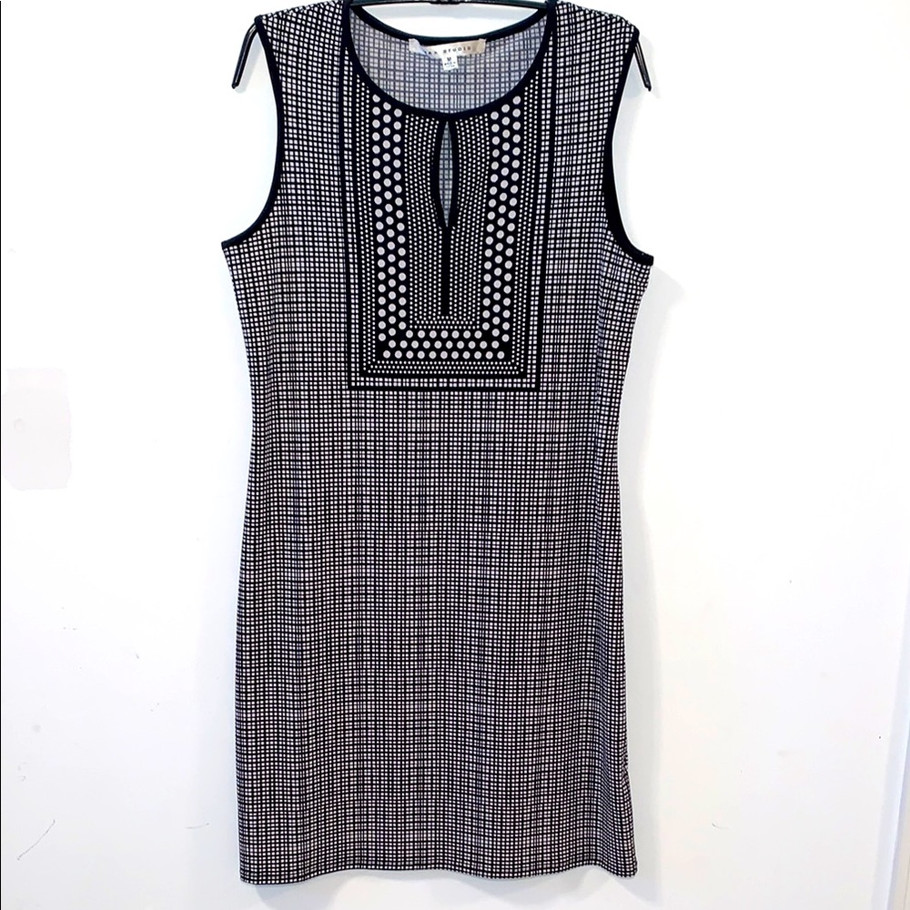 Max Studio Elegant Black and White Sleeveless Dress